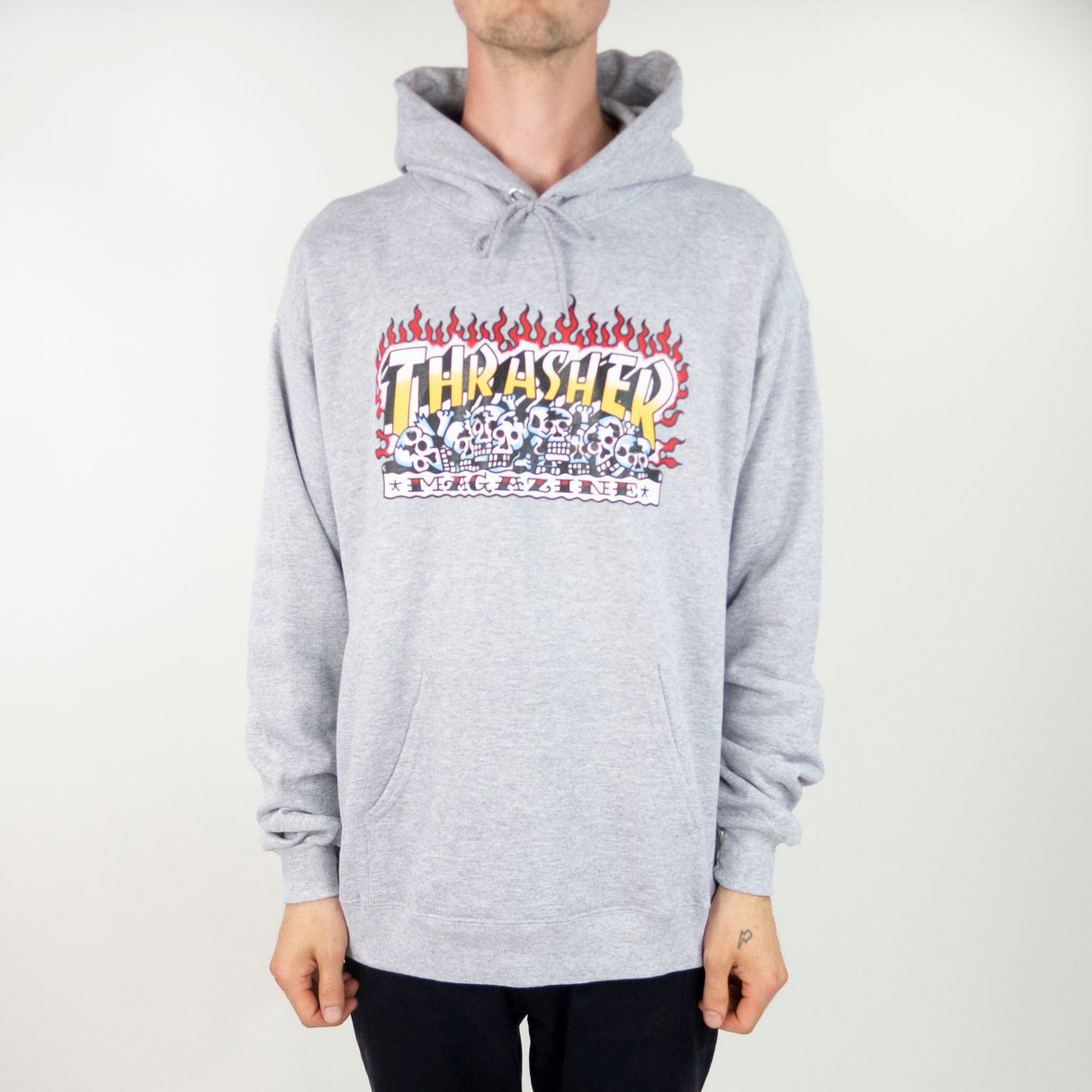 Thrasher Krak Skulls Hoodie - Grey Heather