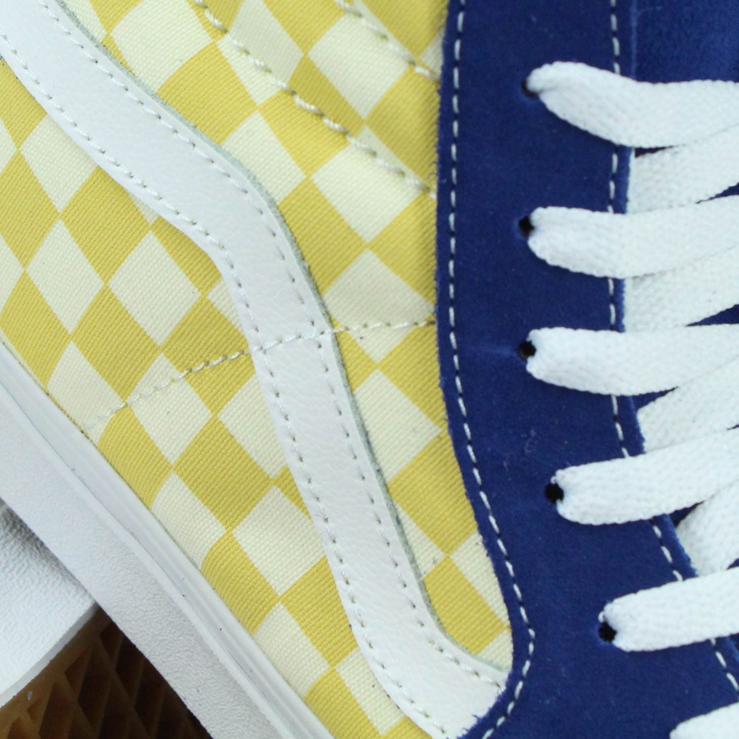 Blue and clearance yellow checkered vans