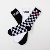 Vans Classic Crew 3 Pack Socks - Black / Checkerboard